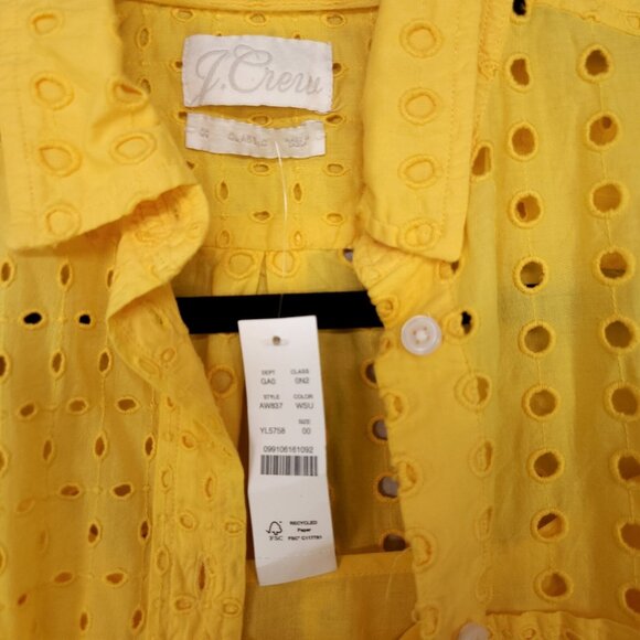 J.Crew Button Up Shirt And Tank Eyelet Womens Size 00 Yellow Cotton Boho Beach - Picture 6 of 16